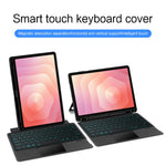 Til Samsung Galaxy Tab S11 Læderetui + Bluetooth-kompatibelt tastatur med baggrundsbelysning og trackpad
