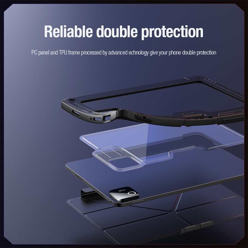 NILLKIN Bumper Läderfodral Pro för Xiaomi Pad 8 / 8 Pro Slide Kameralock Origami Stativ Surfplatta Skydd Auto Wake / Sleep