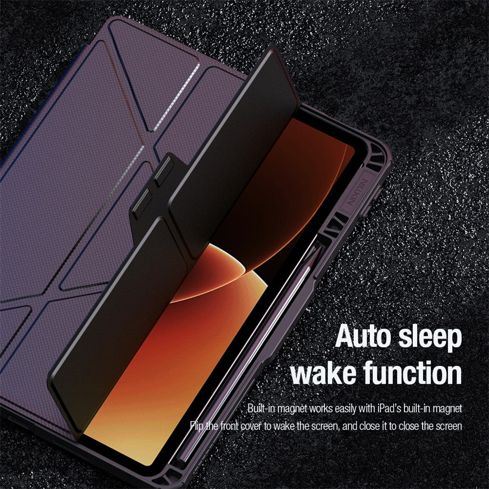 NILLKIN Bumper Läderfodral Pro för Xiaomi Pad 8 / 8 Pro Slide Kameralock Origami Stativ Surfplatta Skydd Auto Wake / Sleep
