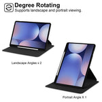 For Samsung Galaxy Tab S11 Ultra Case Rotating Stand PU Leather Clear Acrylic Back Tablet Cover with Pen Slot