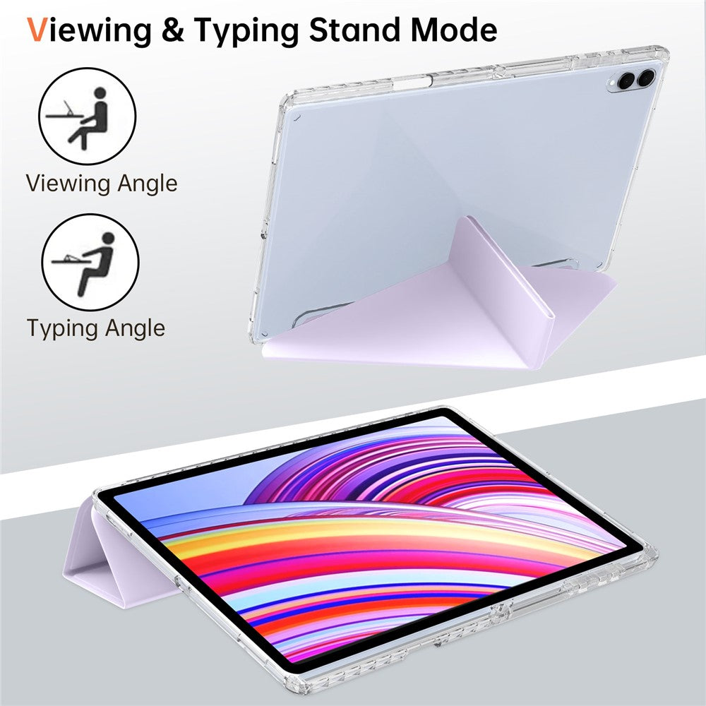 For Samsung Galaxy Tab S11 Ultra Case PU Leather Origami Stand Clear Tablet Cover