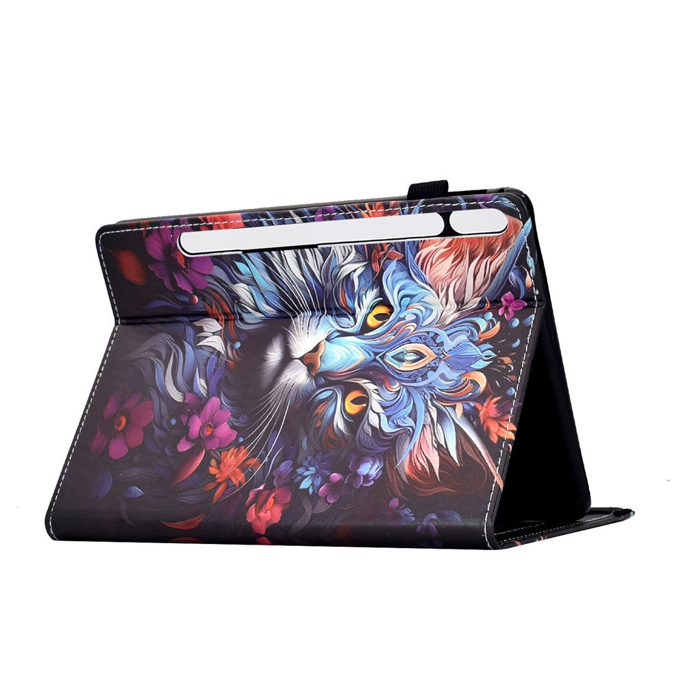 For Samsung Galaxy Tab S11 Leather Case Pattern Print Card Slots Stand Auto Sleep Wake Tablet Cover