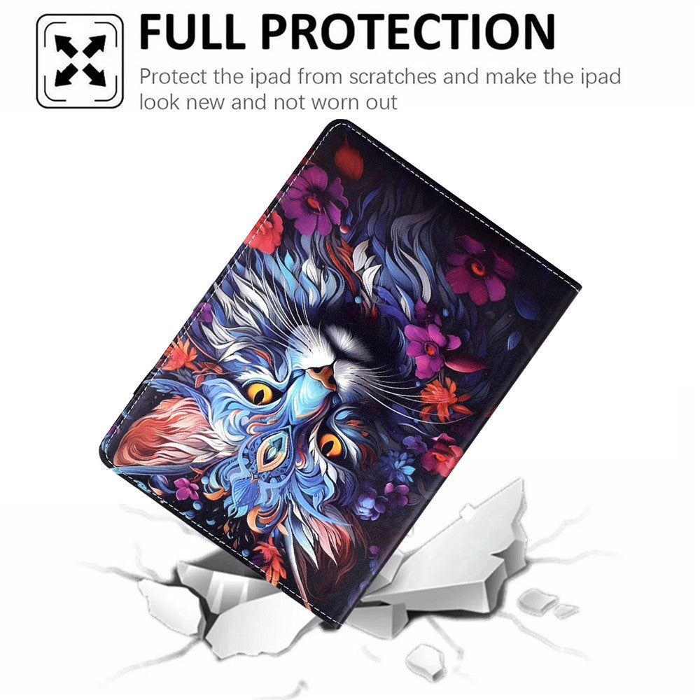For Samsung Galaxy Tab S11 Leather Case Pattern Print Card Slots Stand Auto Sleep Wake Tablet Cover