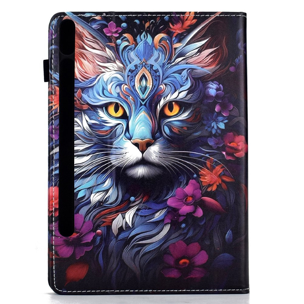 For Samsung Galaxy Tab S11 Leather Case Pattern Print Card Slots Stand Auto Sleep Wake Tablet Cover