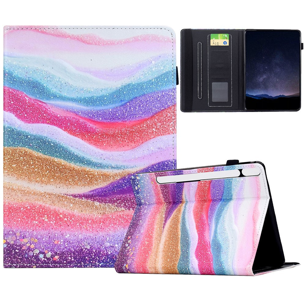 For Samsung Galaxy Tab S11 Leather Case Pattern Print Card Slots Stand Auto Sleep Wake Tablet Cover