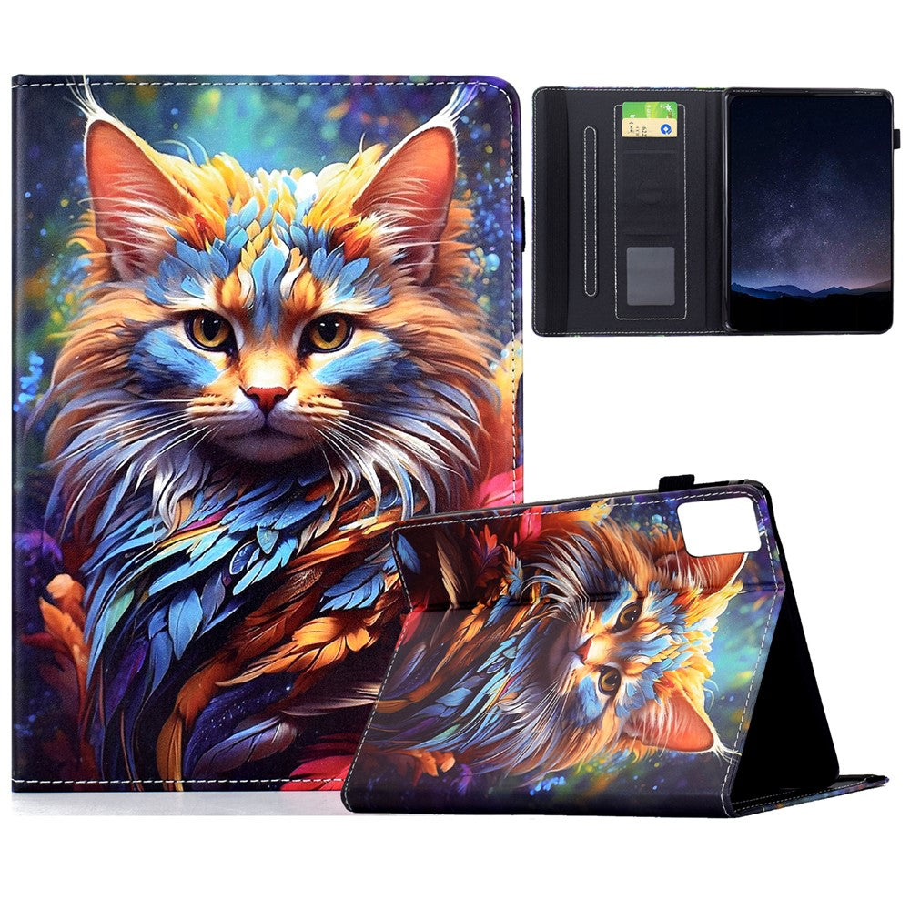 For Lenovo Tab M11 / Xiaoxin Pad 11 2024 Leather Case Pattern Print Card Slots Stand Auto Sleep Wake Tablet Cover