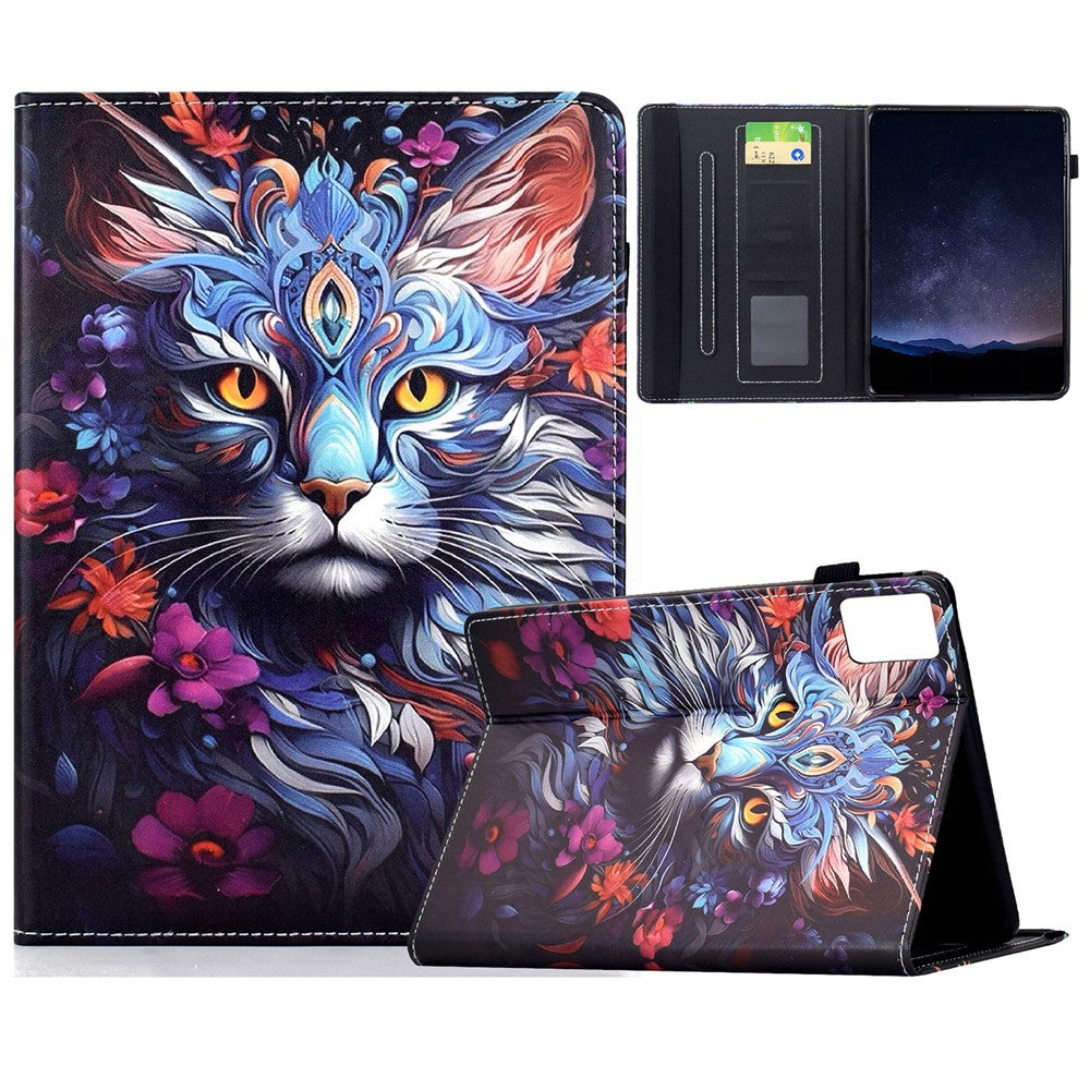 For Lenovo Xiaoxin Pad 11 2025 Leather Case Pattern Print Card Slots Stand Auto Sleep Wake Tablet Cover