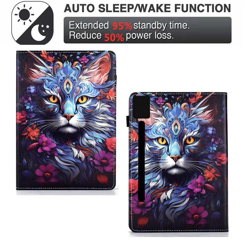 For Lenovo Idea Tab Pro / Tab P12 Pro Gen 2 Leather Case Pattern Print Card Slots Stand Auto Sleep Wake Tablet Cover
