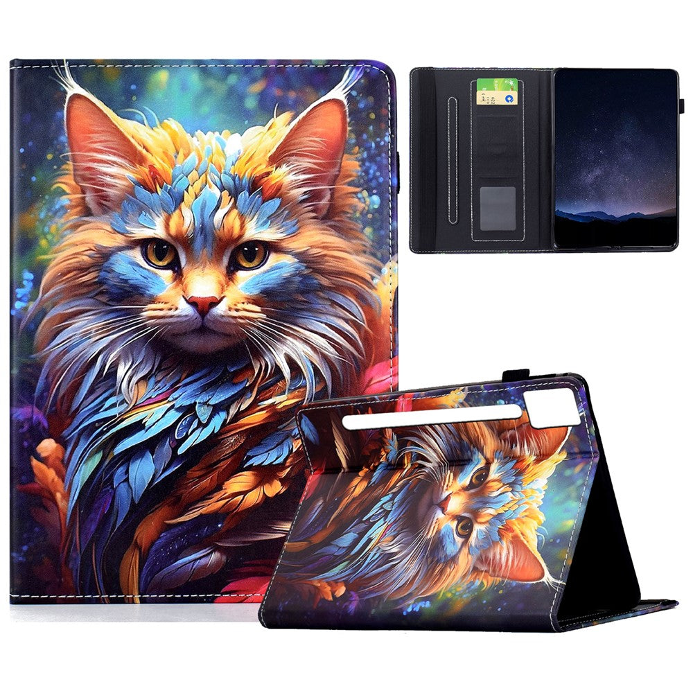 For Lenovo Idea Tab Pro / Tab P12 Pro Gen 2 Leather Case Pattern Print Card Slots Stand Auto Sleep Wake Tablet Cover
