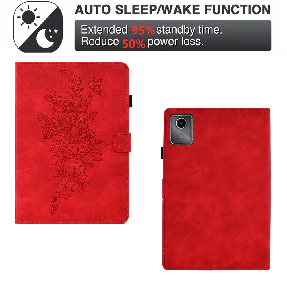 For Lenovo Xiaoxin Pad 12.1 (2025) Case Flower Butterfly Imprinted Card Slots Leather Cover