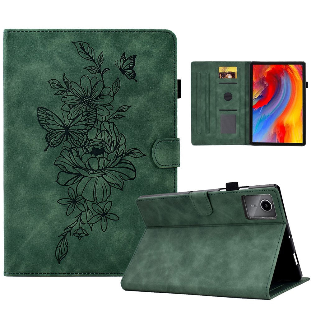 For Lenovo Xiaoxin Pad 12.1 (2025) Case Flower Butterfly Imprinted Card Slots Leather Cover