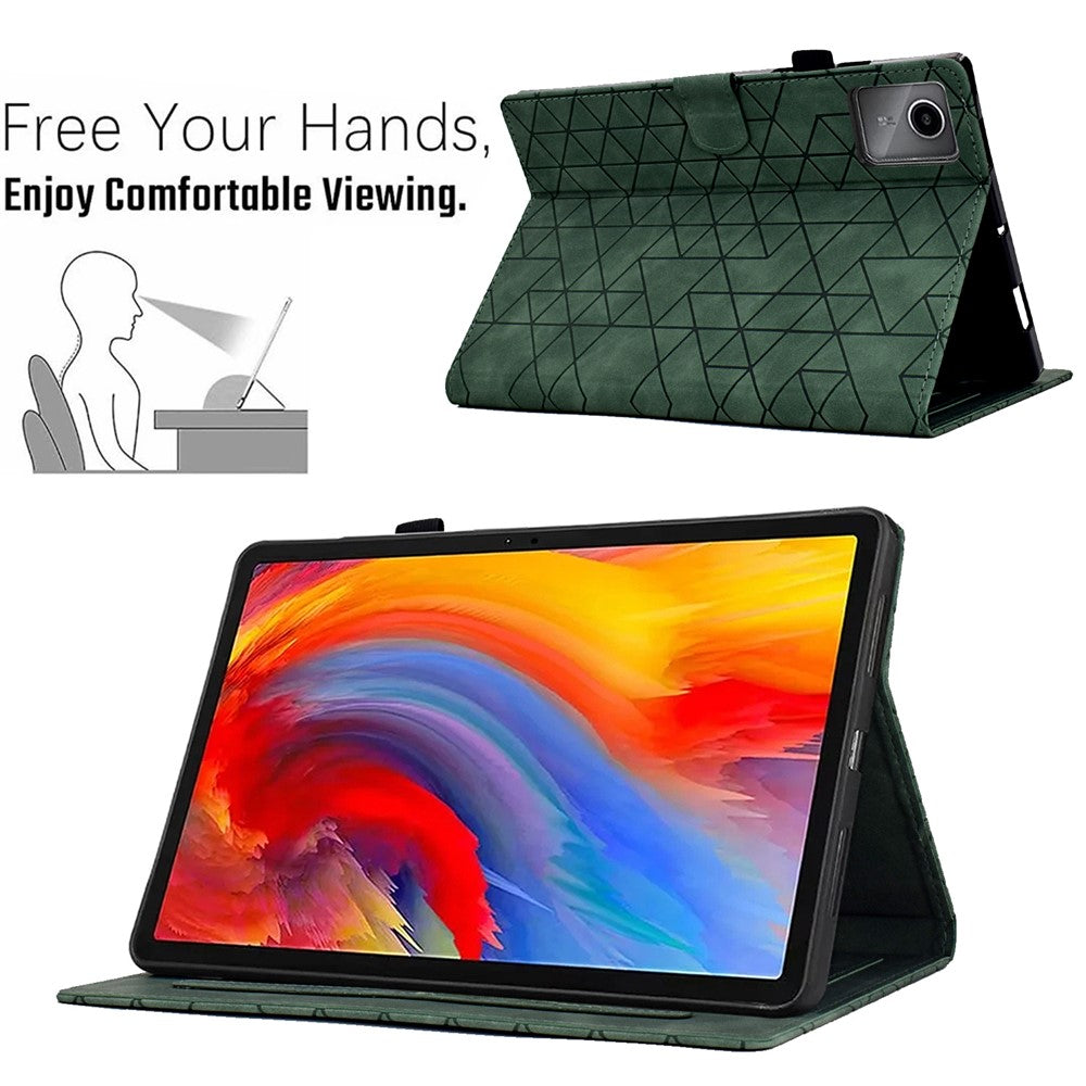 For Lenovo Xiaoxin Pad 12.1 (2025) Case Card Slots Stand Rhombus Auto Wake / Sleep Leather Cover