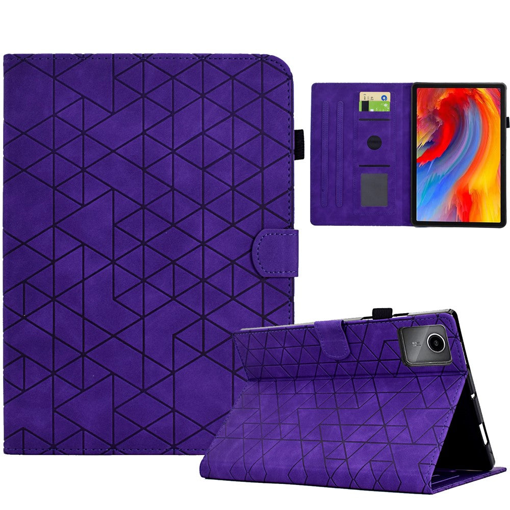 For Lenovo Xiaoxin Pad 12.1 (2025) Case Card Slots Stand Rhombus Auto Wake / Sleep Leather Cover