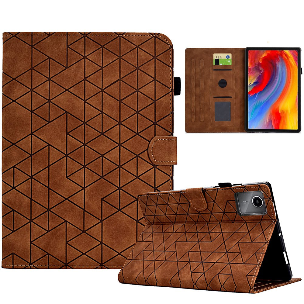 For Lenovo Xiaoxin Pad 12.1 (2025) Case Card Slots Stand Rhombus Auto Wake / Sleep Leather Cover