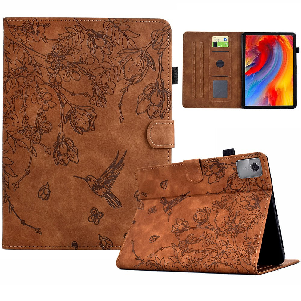 For Lenovo Xiaoxin Pad 12.1 (2025) Case Flower Bird Imprinted Card Holder Leather Tablet Cover