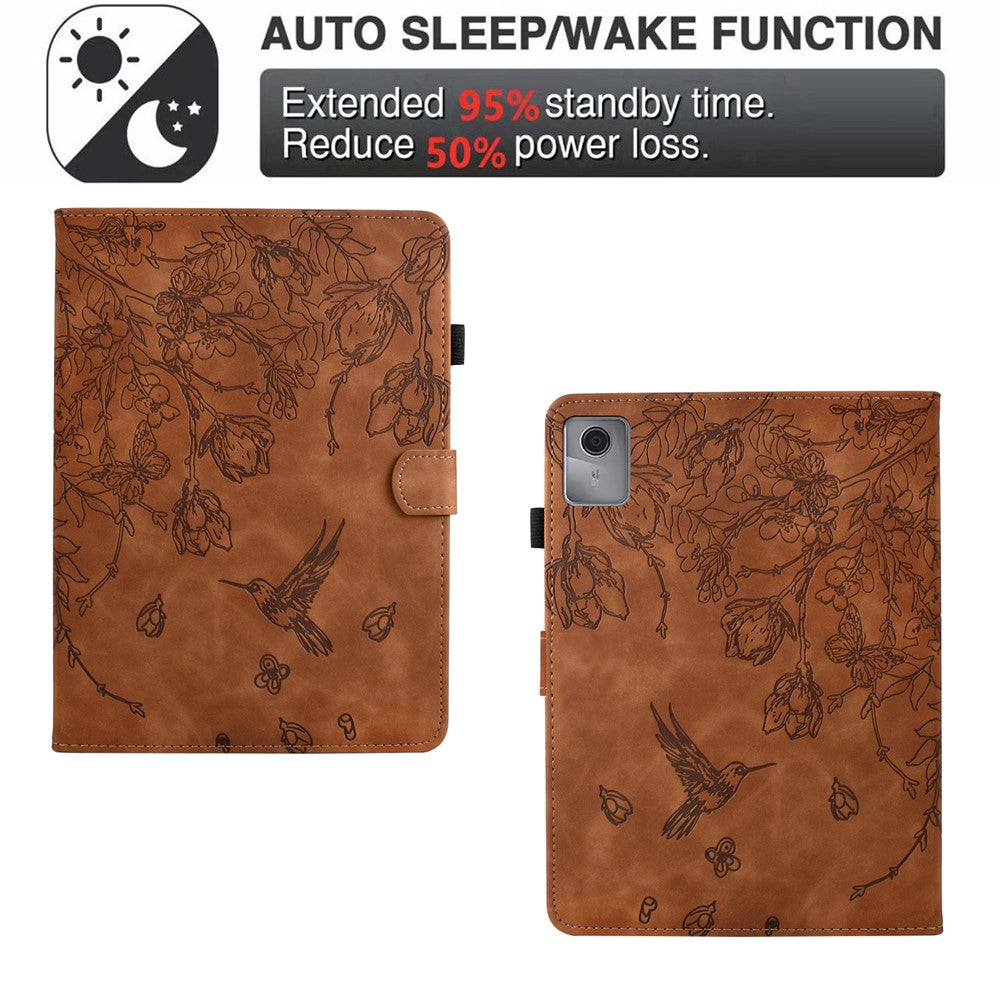 For Lenovo Xiaoxin Pad 12.1 (2025) Case Flower Bird Imprinted Card Holder Leather Tablet Cover