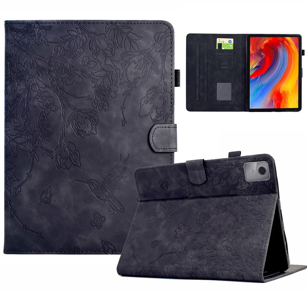 For Lenovo Xiaoxin Pad 12.1 (2025) Case Flower Bird Imprinted Card Holder Leather Tablet Cover