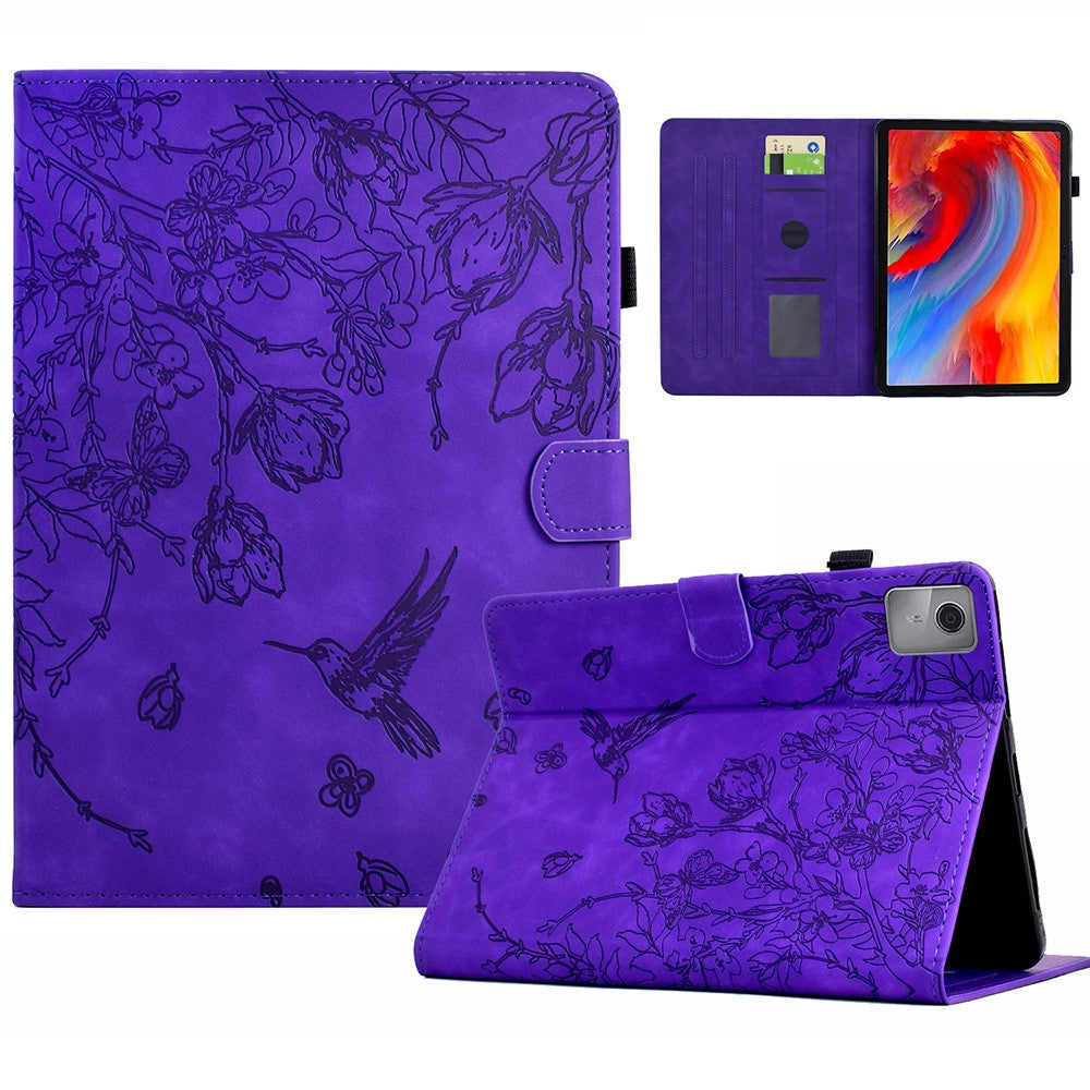 For Lenovo Xiaoxin Pad 12.1 (2025) Case Flower Bird Imprinted Card Holder Leather Tablet Cover