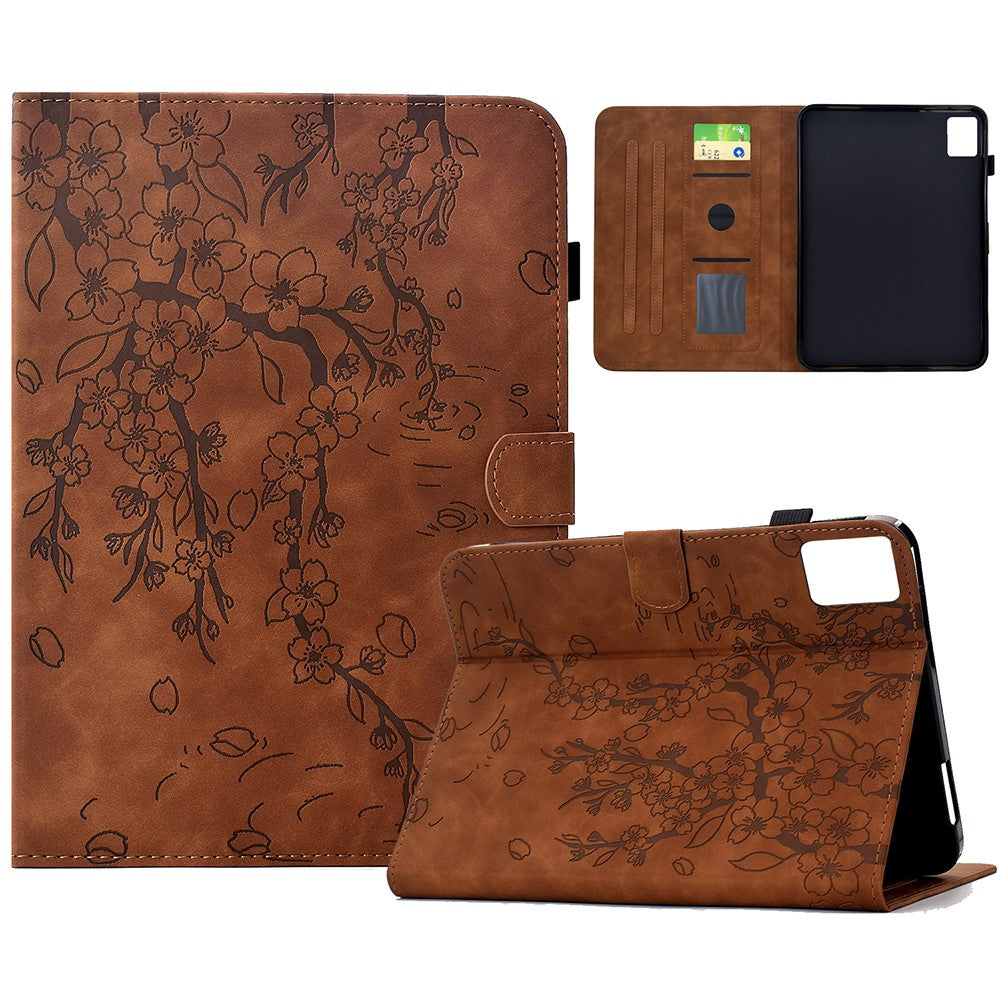 For Lenovo Xiaoxin Pad 12.1 (2025) Leather Case Plum Blossom Stand Card Slots Tablet Cover