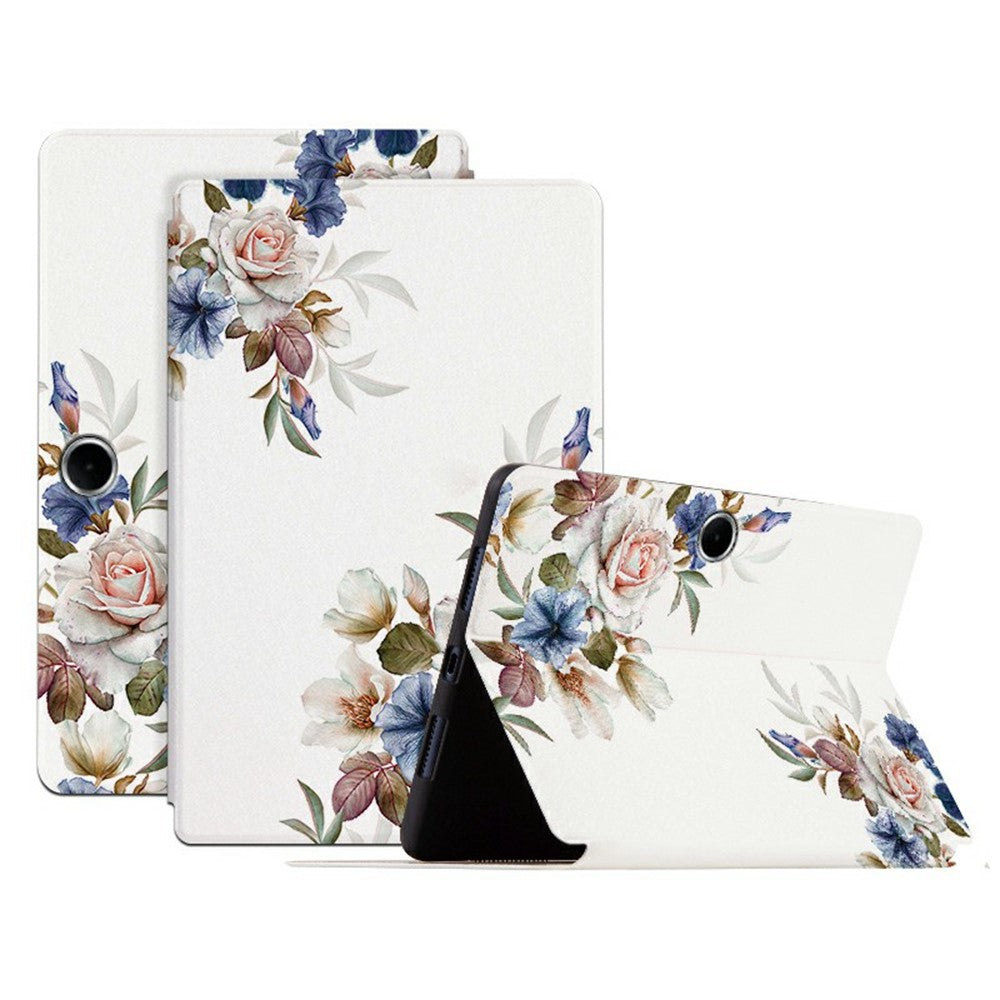 For Oppo Pad SE Case Flower Pattern Flip Stand PU Leather Tablet Cover
