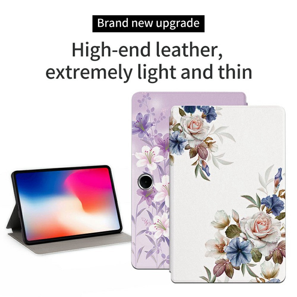 For Oppo Pad SE Case Flower Pattern Flip Stand PU Leather Tablet Cover