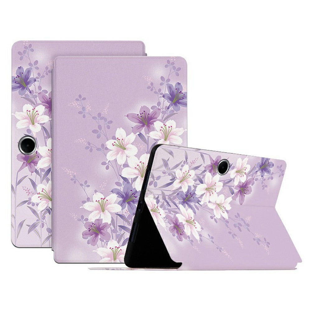 For Oppo Pad SE Case Flower Pattern Flip Stand PU Leather Tablet Cover