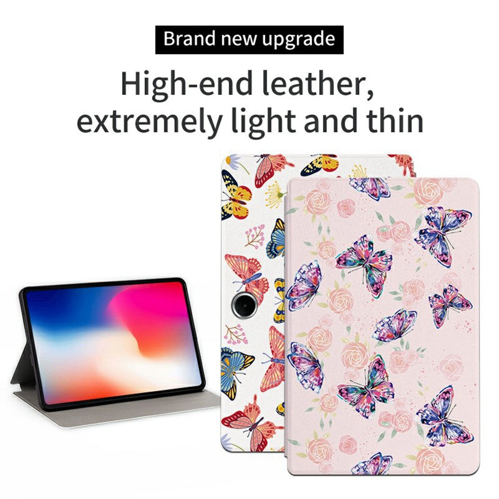 For Oppo Pad SE Protective Tablet Case PU Leather Butterfly Printed Stand Case Folio Flip Cover