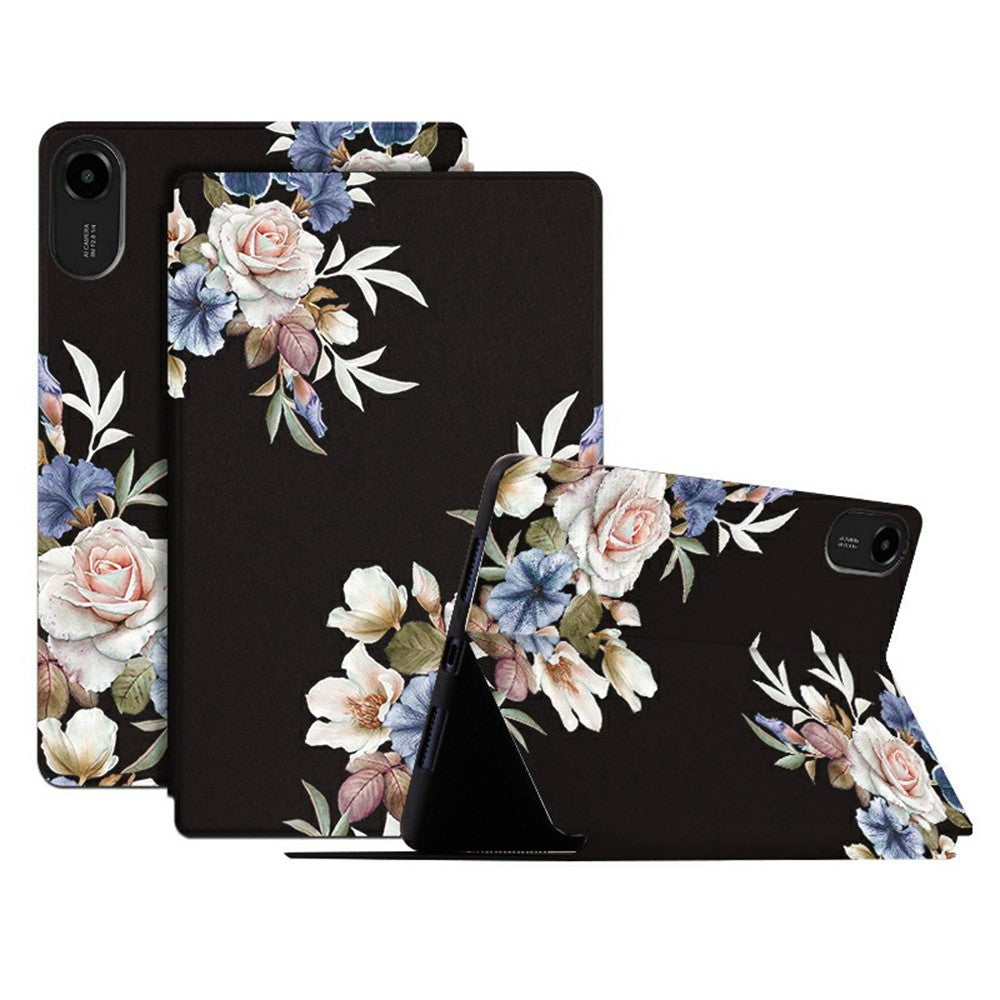 For Xiaomi Redmi Pad 2 11 Case Flower Pattern Flip Stand PU Leather Tablet Cover