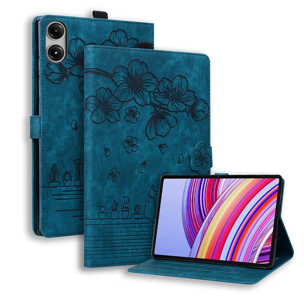 For Xiaomi Redmi Pad Pro / Pad Pro 5G / Pad 2 Pro Case Card Slots Leather Tablet Stand Folio Cover Flower Cat