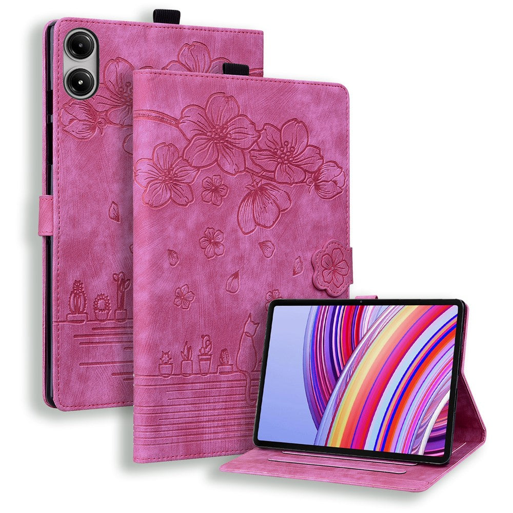 For Xiaomi Redmi Pad Pro / Pad Pro 5G / Pad 2 Pro Case Card Slots Leather Tablet Stand Folio Cover Flower Cat