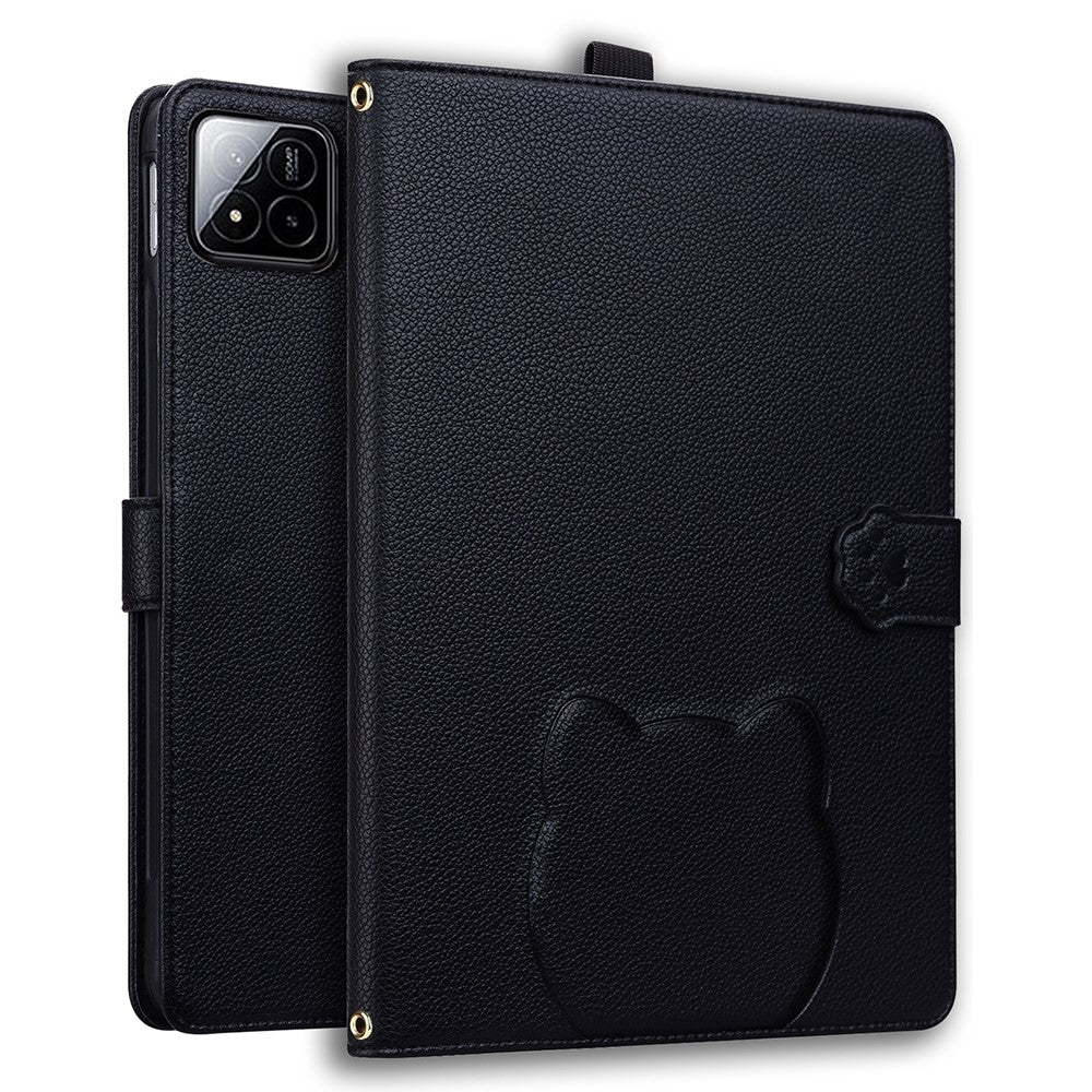 For Xiaomi Pad 7 Pro / 8 Pro Wallet Case Leather Stand Tablet Cover with Stylus Holder, 3D Effect Cat Pattern