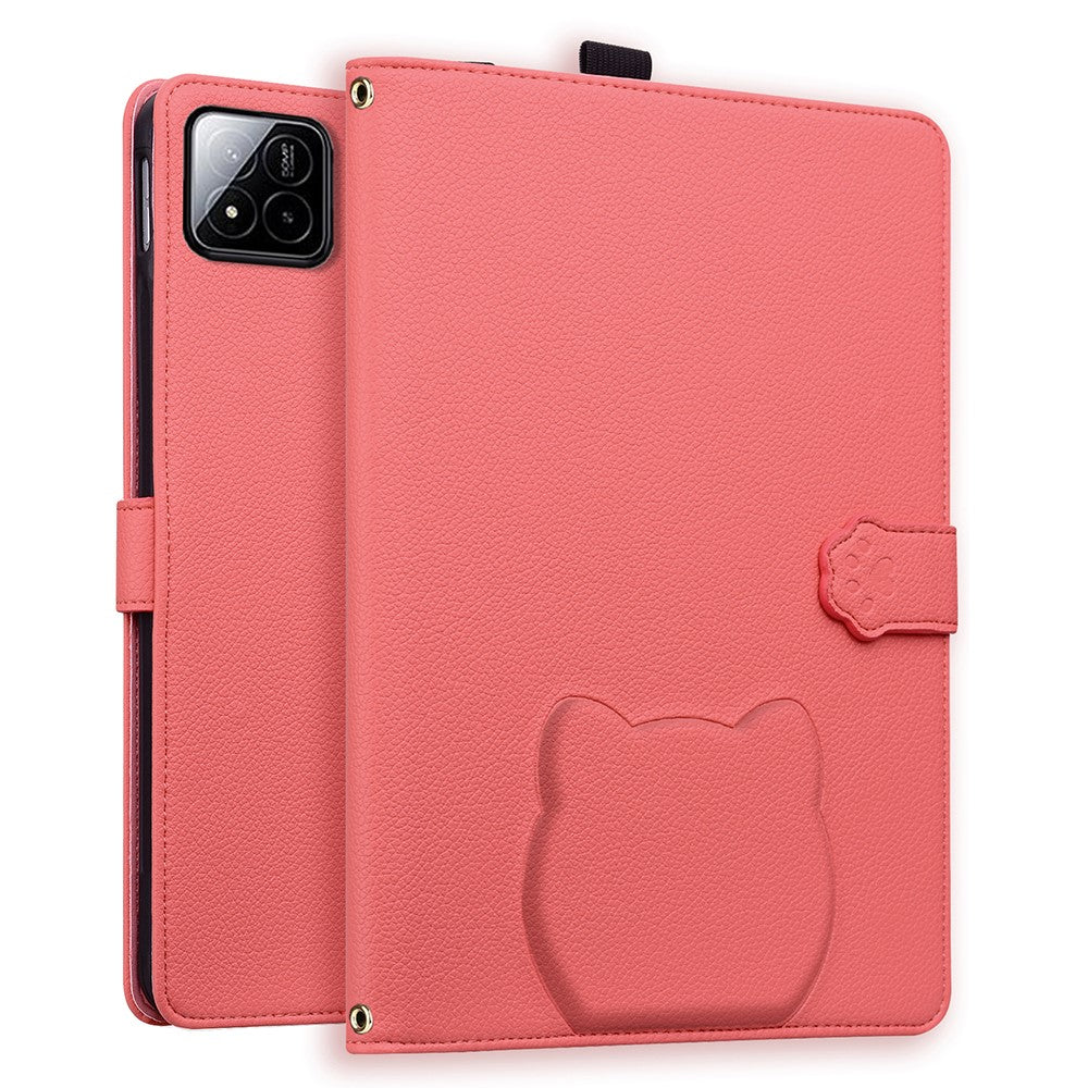 For Xiaomi Pad 7 Pro / 8 Pro Wallet Case Leather Stand Tablet Cover with Stylus Holder, 3D Effect Cat Pattern