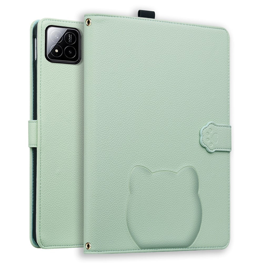 For Xiaomi Pad 7 Pro / 8 Pro Wallet Case Leather Stand Tablet Cover with Stylus Holder, 3D Effect Cat Pattern
