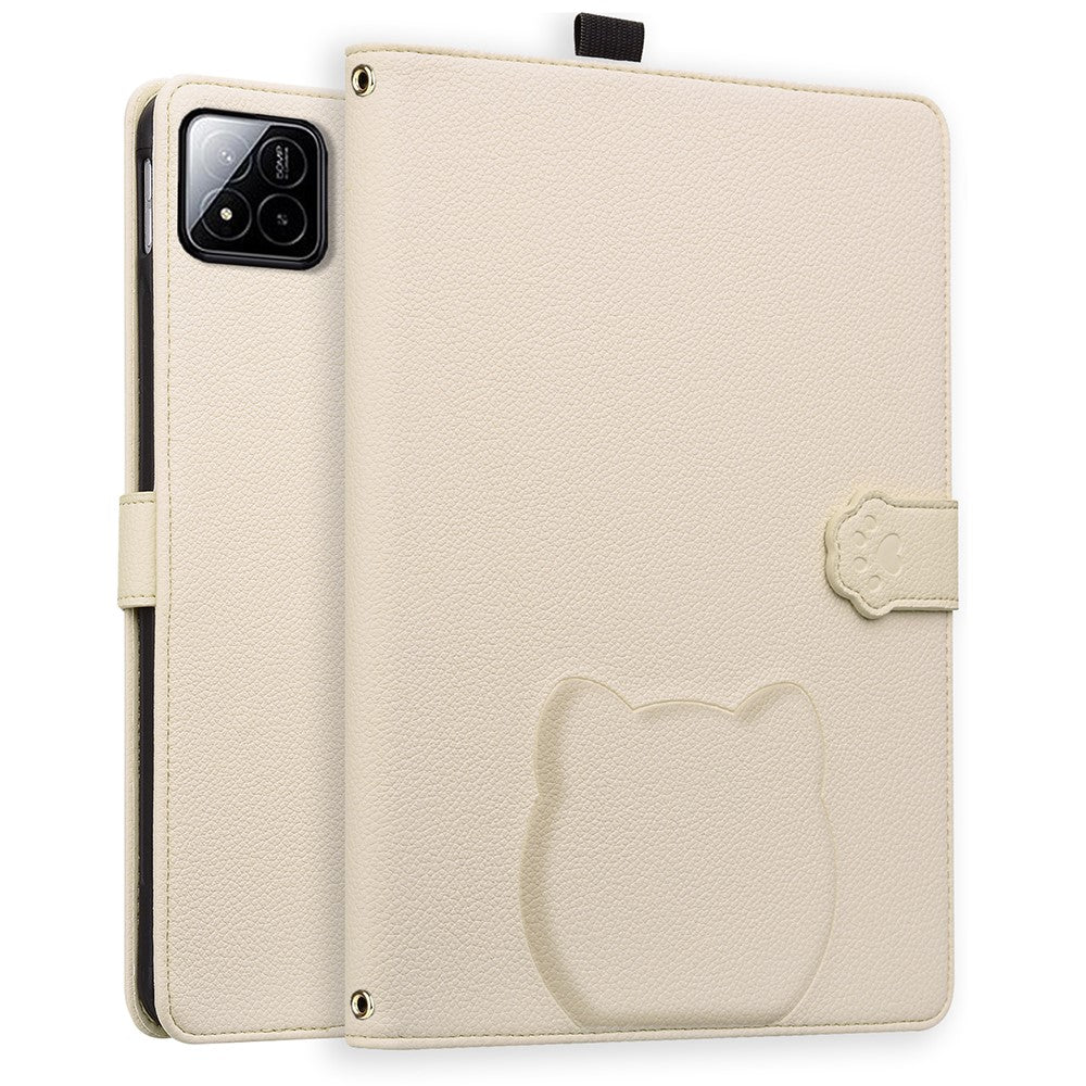 For Xiaomi Pad 7 Pro / 8 Pro Wallet Case Leather Stand Tablet Cover with Stylus Holder, 3D Effect Cat Pattern