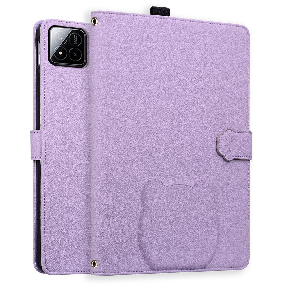 For Xiaomi Pad 7 Pro / 8 Pro Wallet Case Leather Stand Tablet Cover with Stylus Holder, 3D Effect Cat Pattern