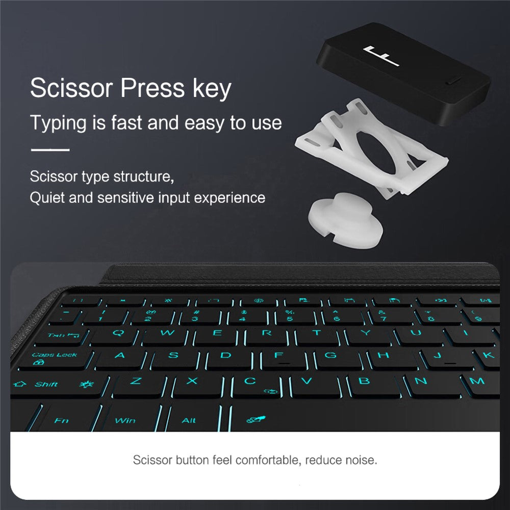 For Xiaomi Redmi Pad 2 Pro Leather Case + Bluetooth-Compatible Keyboard with Backlight Trackpad