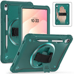 For Samsung Galaxy Tab S11 Case Kickstand PC + TPU + Silicone Tablet Cover with Rotary Hand Strap