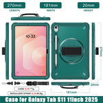 For Samsung Galaxy Tab S11 Case Kickstand PC + TPU + Silicone Tablet Cover with Rotary Hand Strap