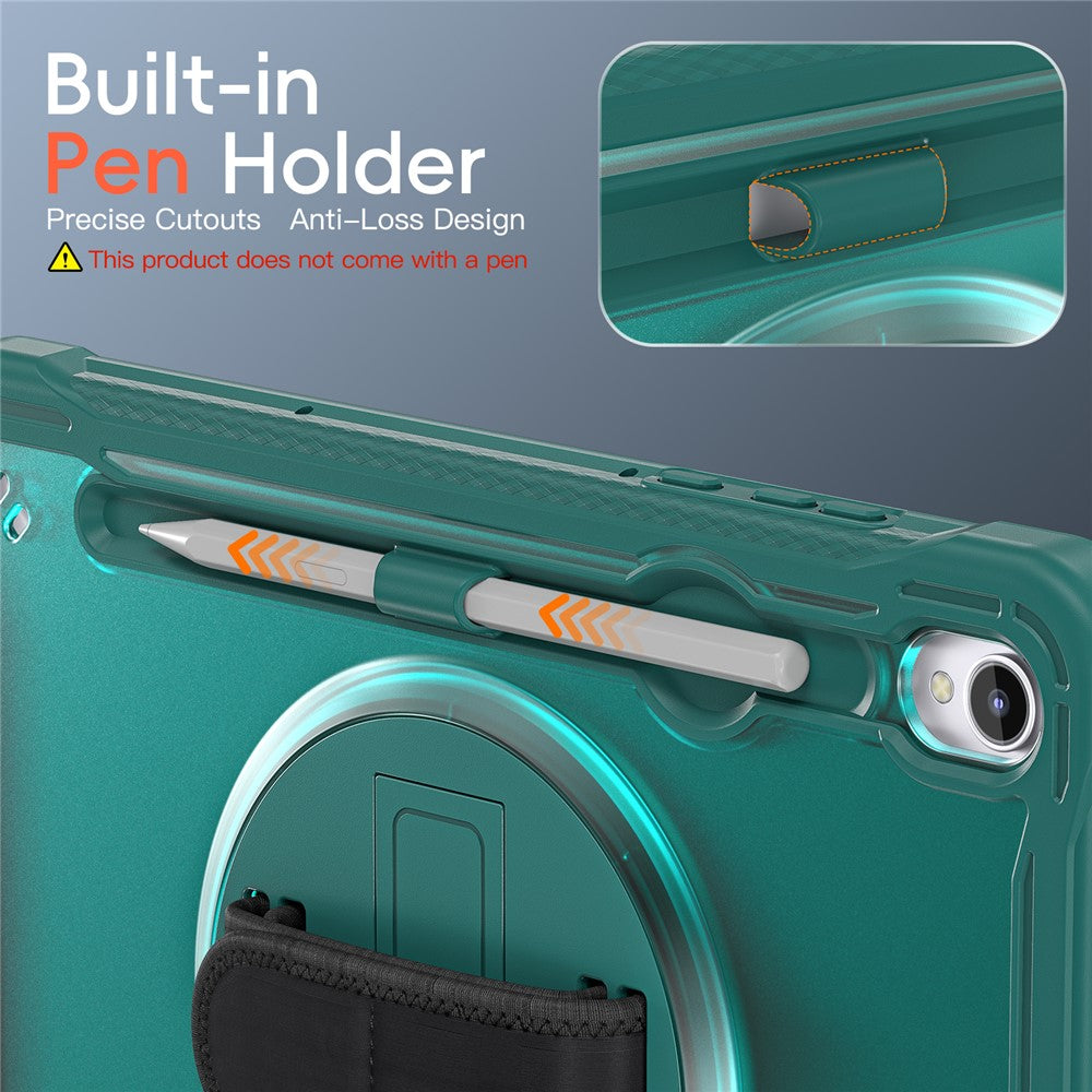 For Samsung Galaxy Tab S11 Case Kickstand PC + TPU + Silicone Tablet Cover with Rotary Hand Strap