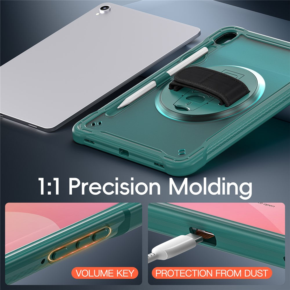 For Samsung Galaxy Tab S11 Case Kickstand PC + TPU + Silicone Tablet Cover with Rotary Hand Strap