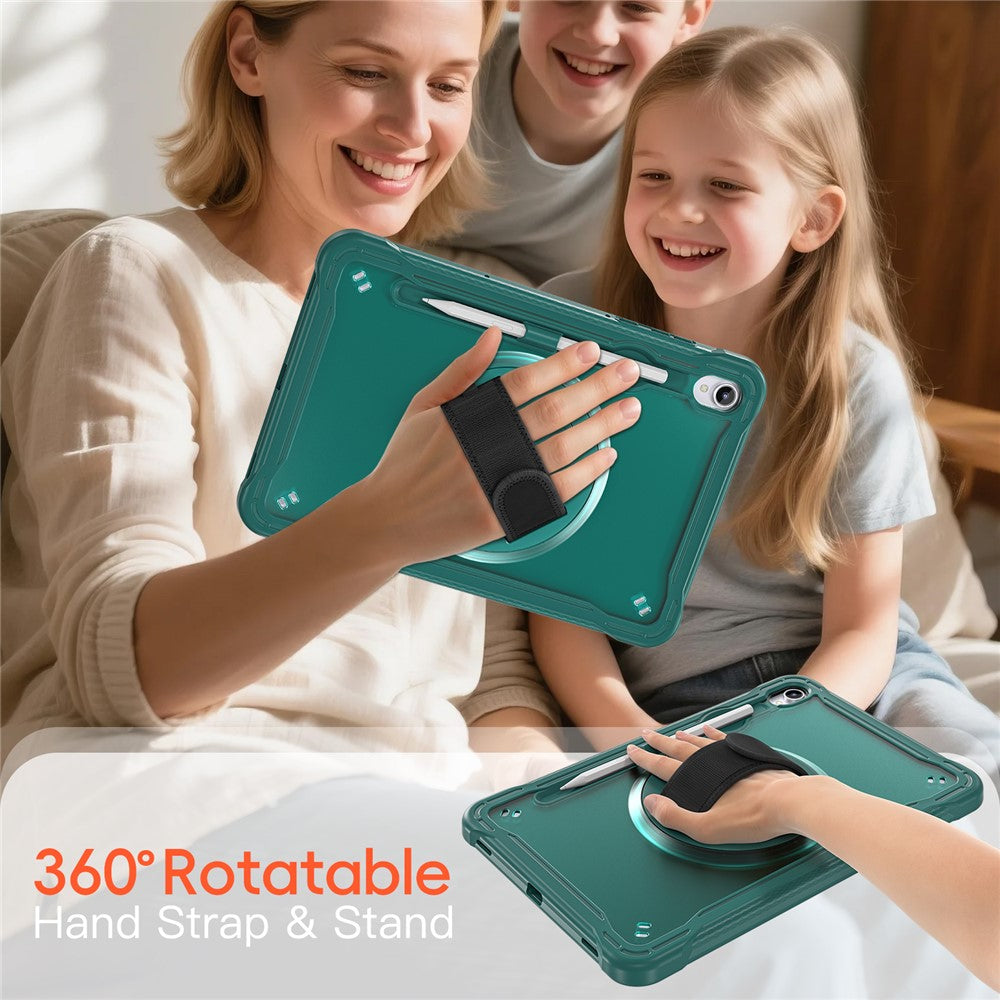 For Samsung Galaxy Tab S11 Case Kickstand PC + TPU + Silicone Tablet Cover with Rotary Hand Strap