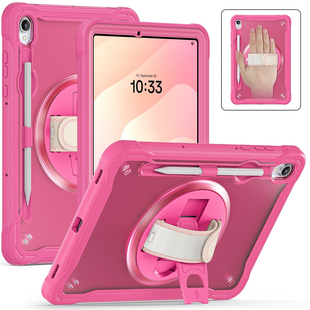 For Samsung Galaxy Tab S11 Case Kickstand PC + TPU + Silicone Tablet Cover with Rotary Hand Strap