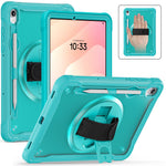 For Samsung Galaxy Tab S11 Case Kickstand PC + TPU + Silicone Tablet Cover with Rotary Hand Strap