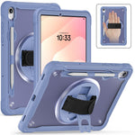 For Samsung Galaxy Tab S11 Case Kickstand PC + TPU + Silicone Tablet Cover with Rotary Hand Strap