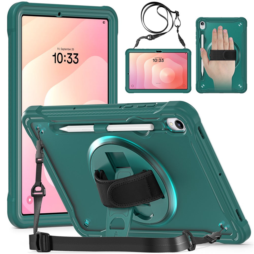 Til Samsung Galaxy Tab S11 Cover Håndrem Støttefod PC + TPU + Silikonecover med Skulderrem