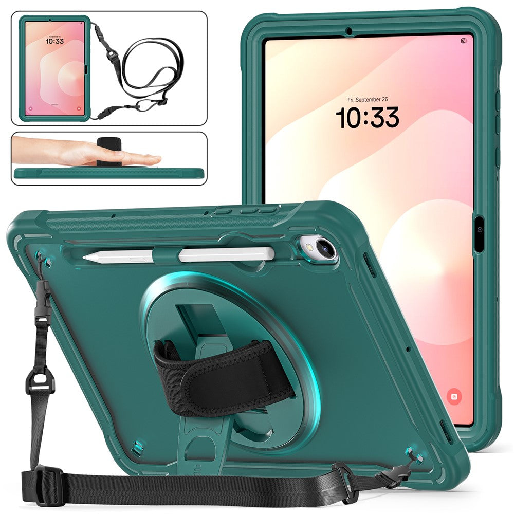 Til Samsung Galaxy Tab S11 Cover Håndrem Støttefod PC + TPU + Silikonecover med Skulderrem