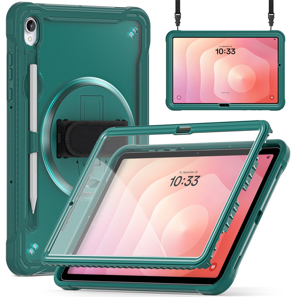 Til Samsung Galaxy Tab S11 Cover Håndrem Støttefod PC + TPU + Silikonecover med Skulderrem