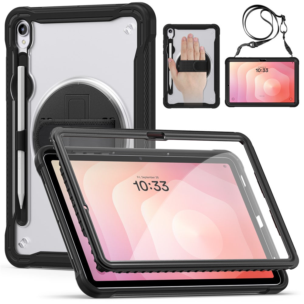 Til Samsung Galaxy Tab S11 Cover Håndrem Støttefod PC + TPU + Silikonecover med Skulderrem