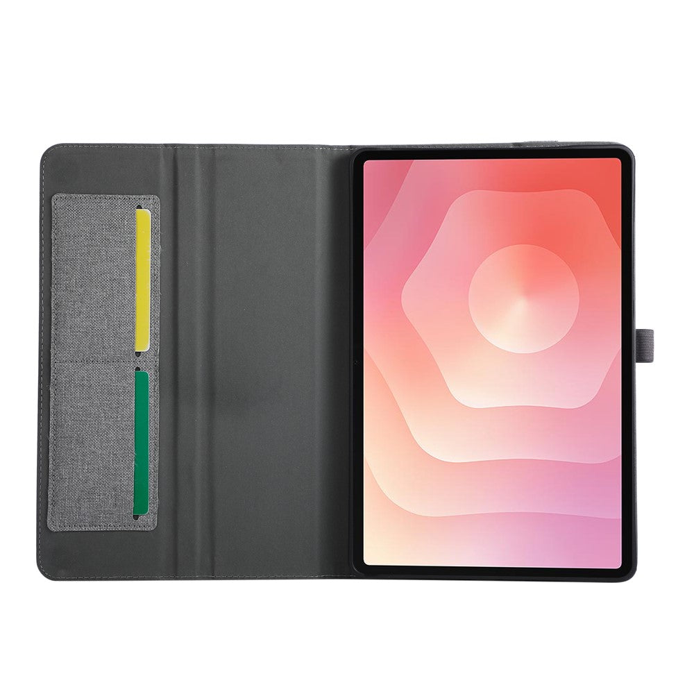 For Samsung Galaxy Tab S11 Case with Stand Card Holder Cloth Texture Leather Tablet Cover
