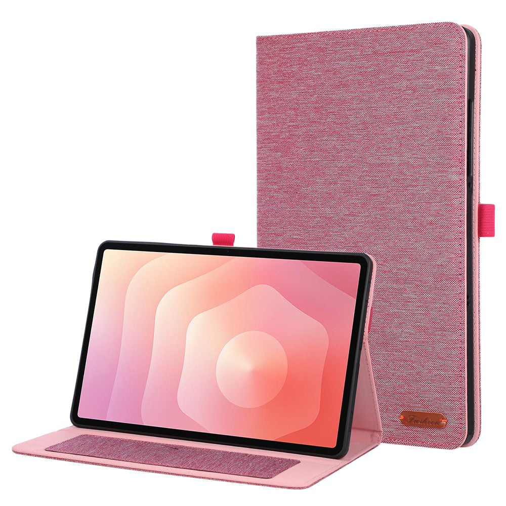 For Samsung Galaxy Tab S11 Case with Stand Card Holder Cloth Texture Leather Tablet Cover